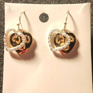 Gold and Silver Heart Earrings